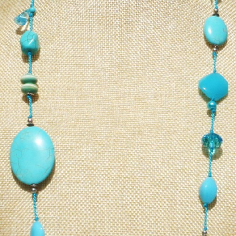 Boho Necklace Turquoise Stone Bead Statement Set - Picture 4 of 5
